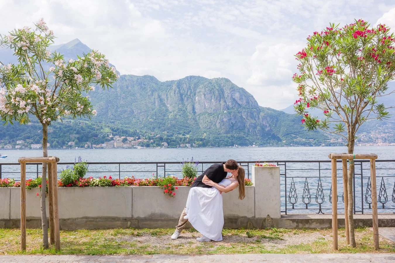 Couple kissing during photo shoot