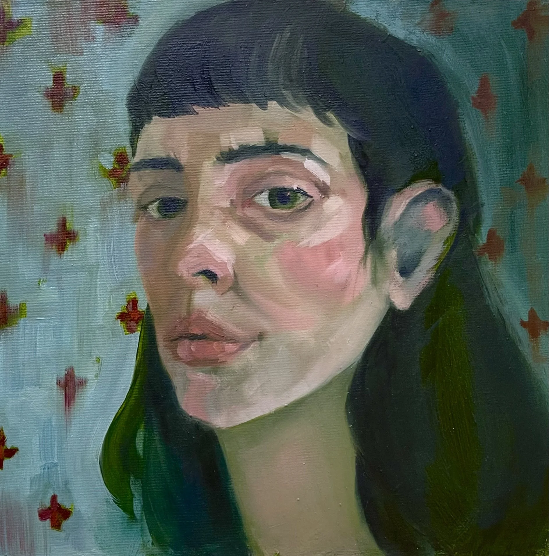 Portrait I,
Oil on canvas board,
12" x 12",
2025