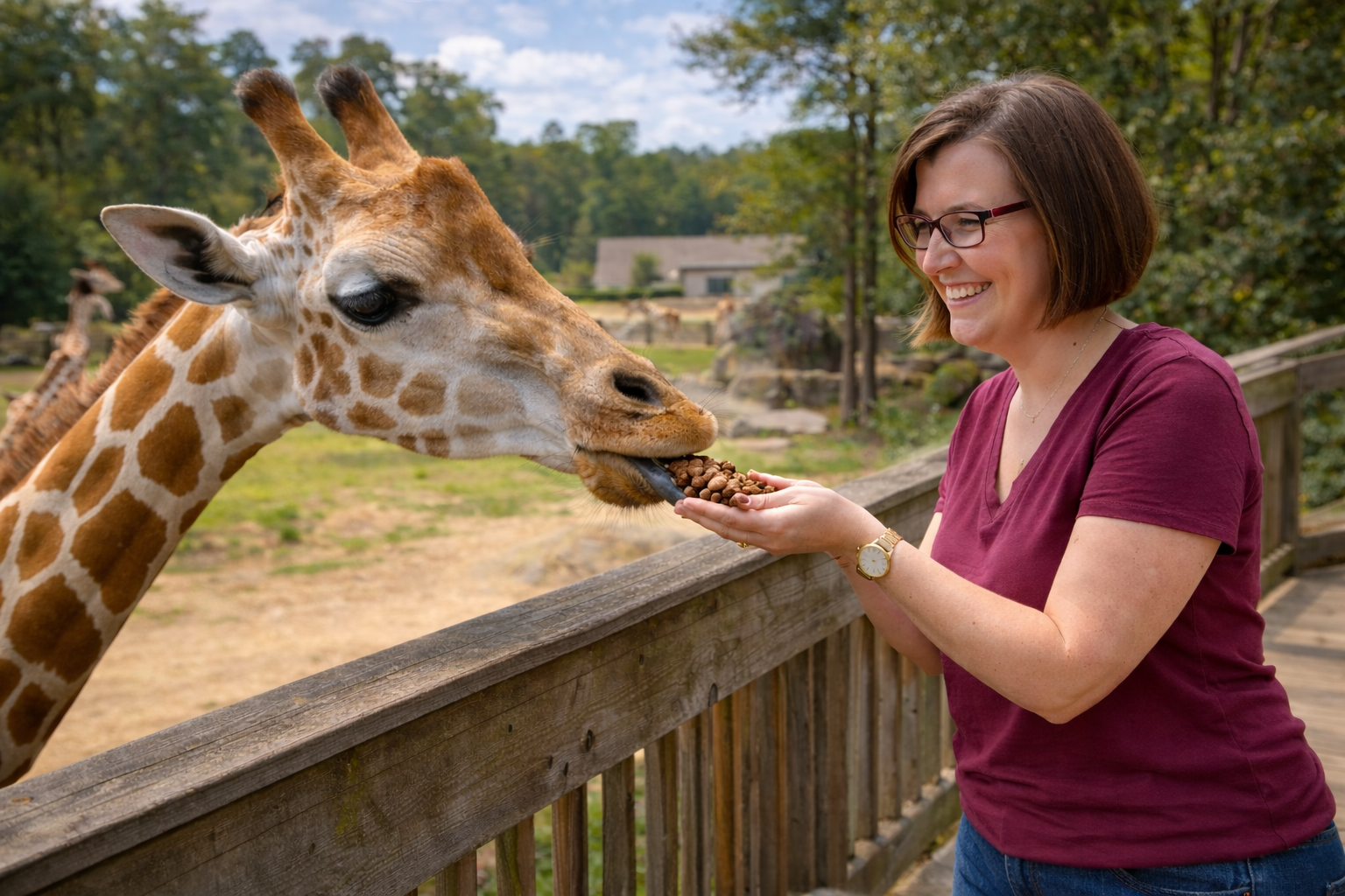 Metro Richmond Zoo near Moseley VA with interactive giraffe feeding experience