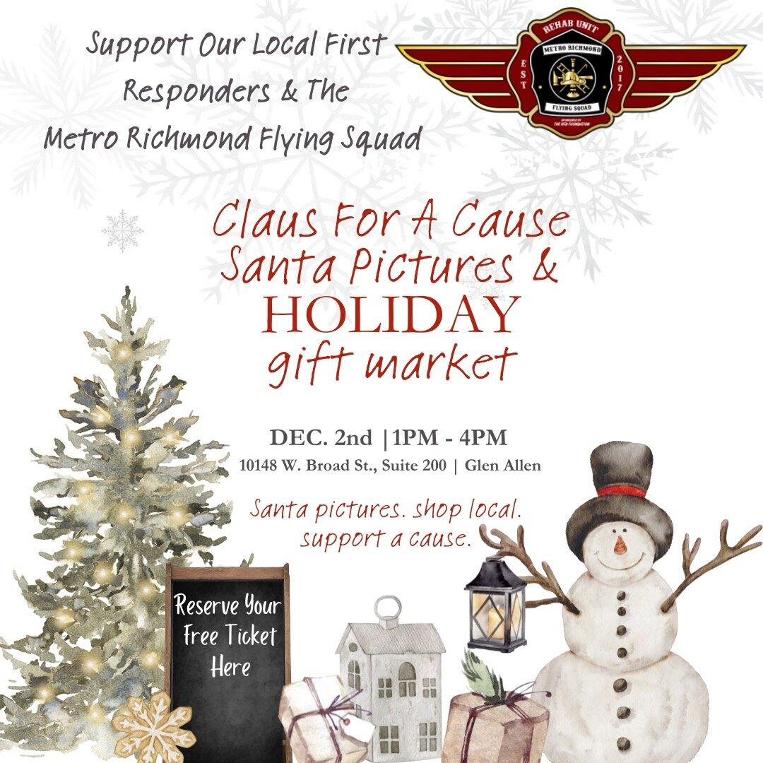 🎅 𝐘𝐨𝐮'𝐫𝐞 𝐈𝐧𝐯𝐢𝐭𝐞𝐝 𝐭𝐨 𝐂𝐥𝐚𝐮𝐬 𝐟𝐨𝐫 𝐚 𝐂𝐚𝐮𝐬𝐞! 🎁
Join me for a heartwarming and joy-filled event in support of a great cause - The Metro Richmond Flying Squad! 🚁✨ I'm excited to announce &quot;Claus for a Cause,&quot; an event 