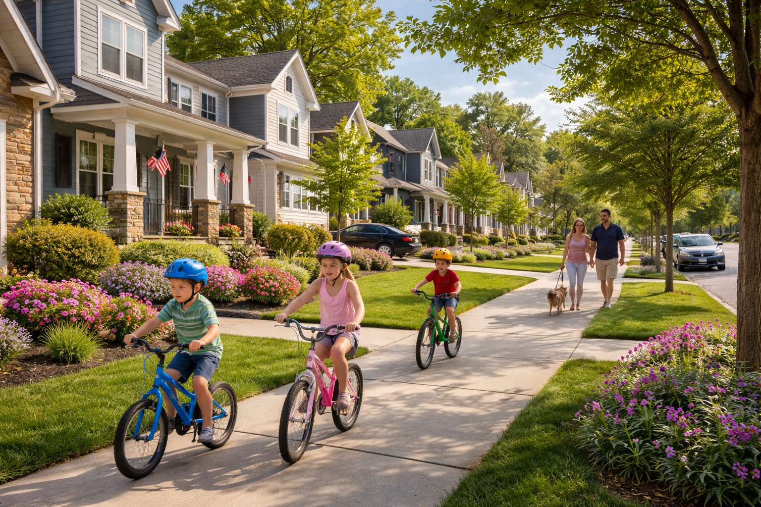 Moseley VA neighborhood with sidewalks, newer homes, and community layout