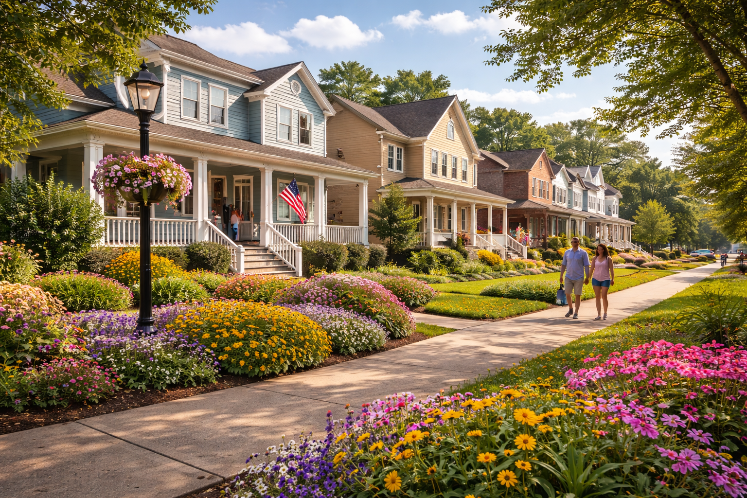 Historic neighborhood in Ashland VA with tree lined streets