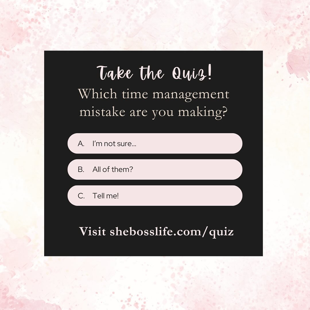 Find some relief from your 9-5 overwhelm&hellip;

Take my Time Management Mistakes quiz at shebosslife.com/quiz (or click the link in my bio @sheboss.life).

You&rsquo;ll get FREE personalized recommendations to help you take control of your day and 