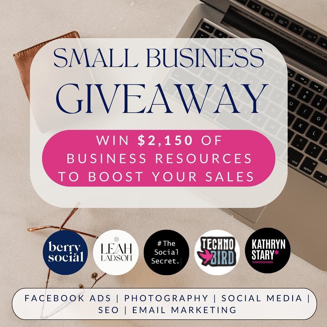 🌟 We&rsquo;ve got an EPIC GIVEAWAY with $2,150 worth of business resources designed to take your business to new heights. We&rsquo;re talking about Facebook Ads, Photography, Social Media, SEO, Email Marketing&hellip; You&rsquo;ll be able to skyrock