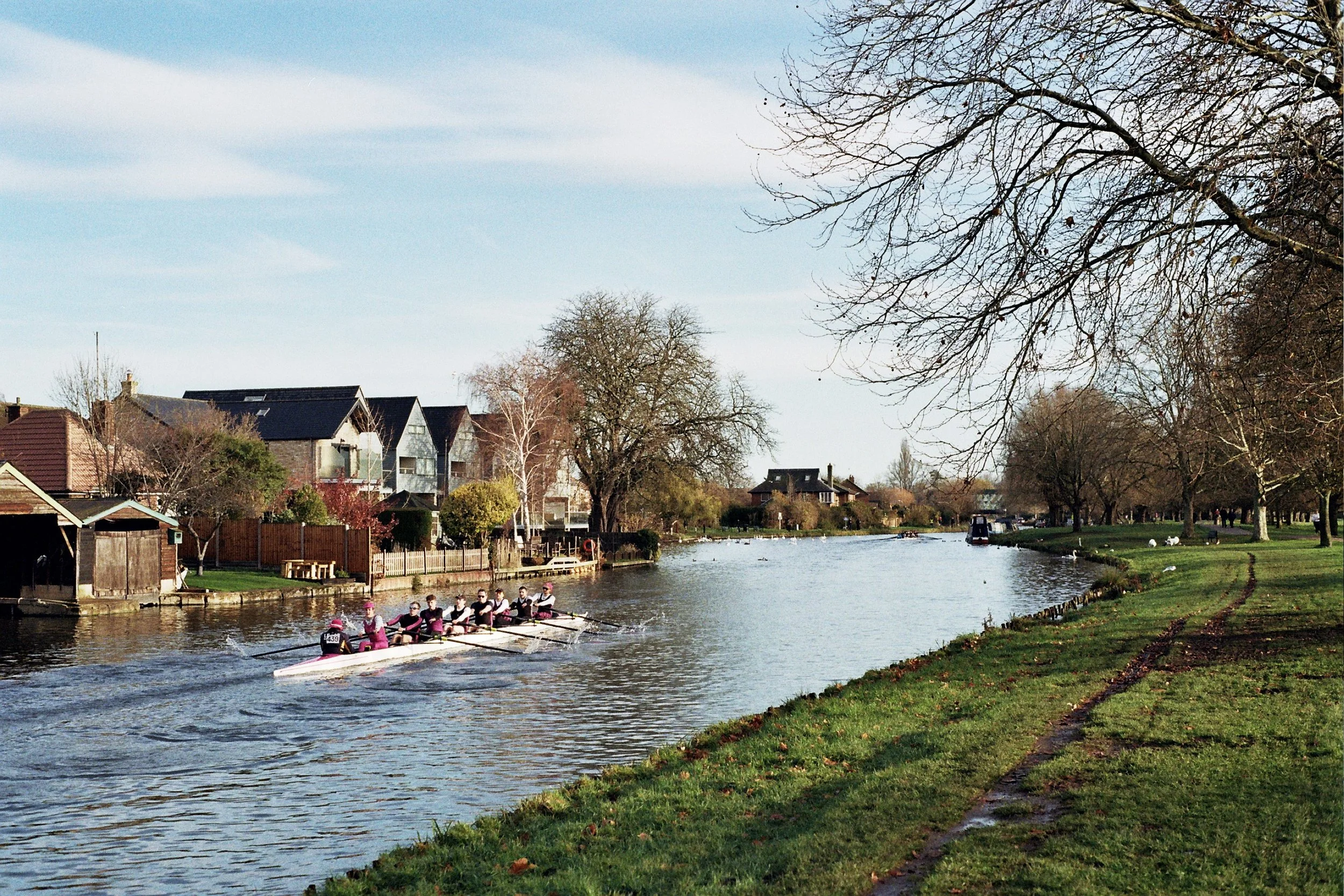 The coach along the bank watches. They might offer to their boat: "Don't rush the catch. Especially you 3. Treat the recovery as a recovery."

And on a cold November morning, you might hear the cox, through their speaker box, tell off her boat by say