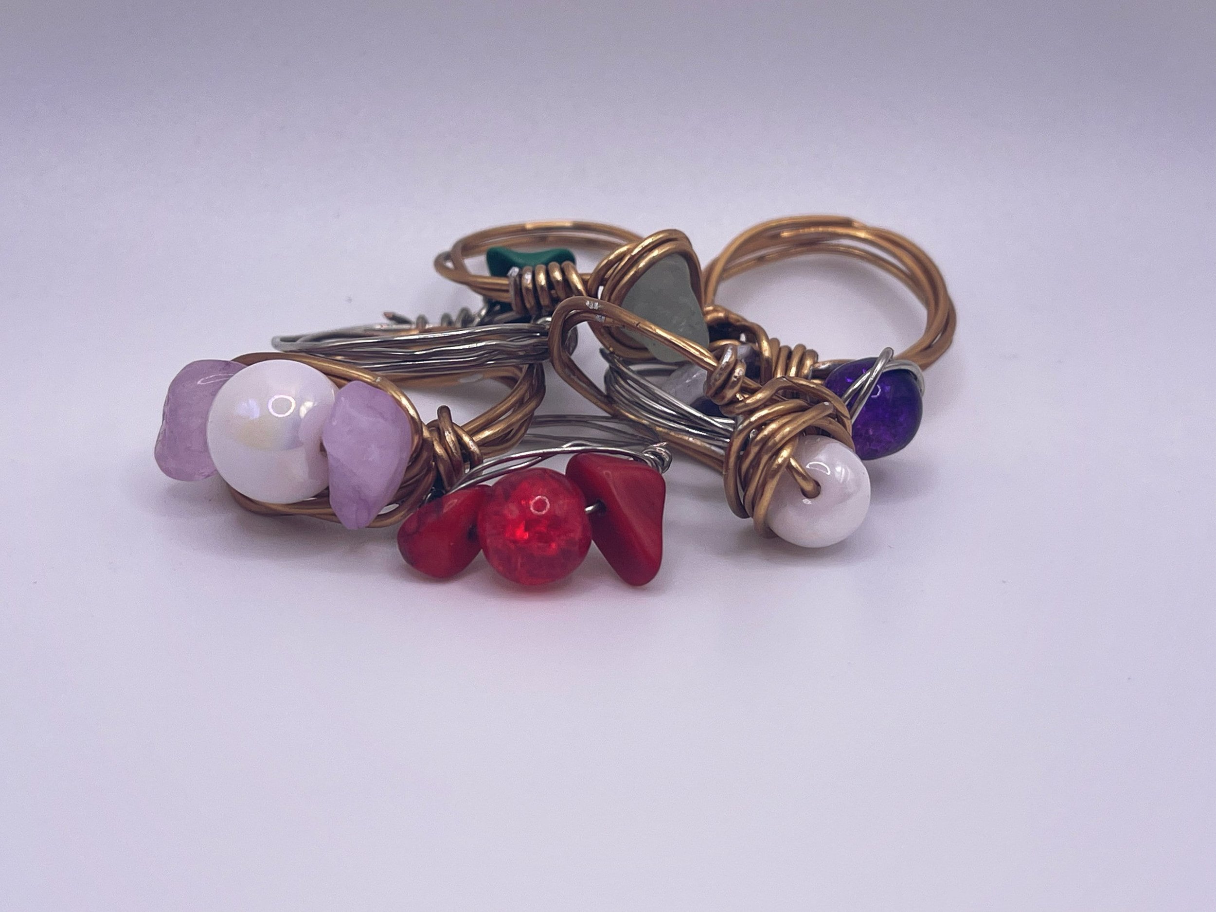 5 Random Custom Made Wired Wrapped Rings