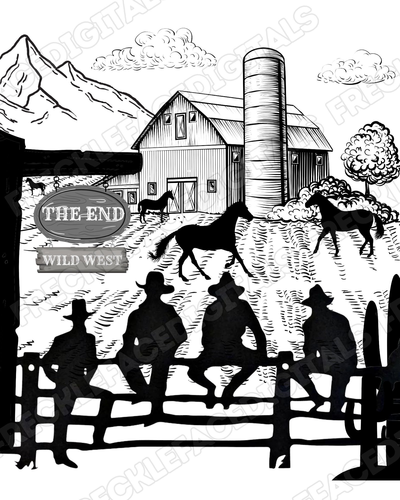 READY TO PRESS / Sublimation Print/Western/Cowboys/Horses/Wild West