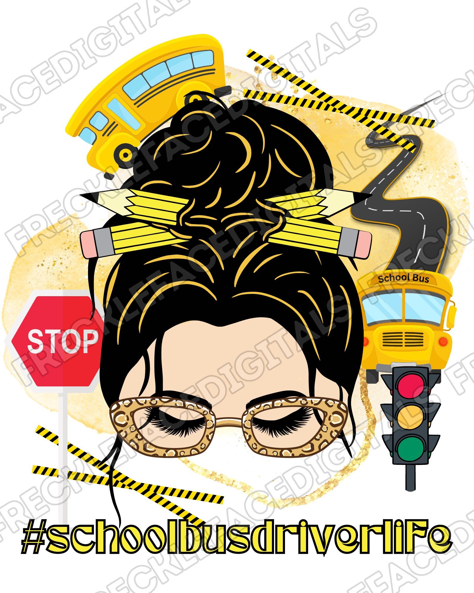 READY TO PRESS / Sublimation Print /Bus Driver/Messy Bun/School Related