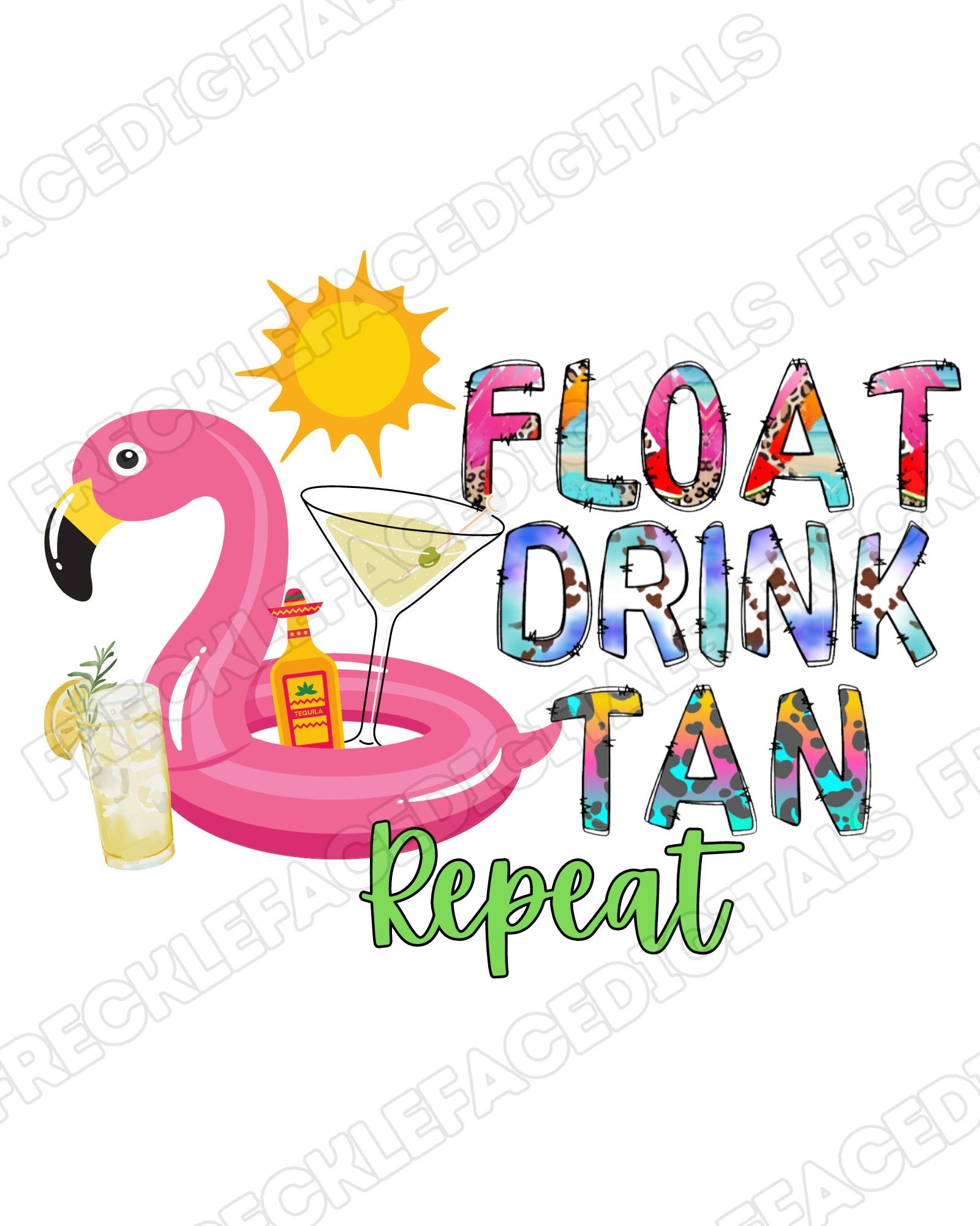 READY TO PRESS / Sublimation Print /Summer/Beach/Float Drink Tan Repeat