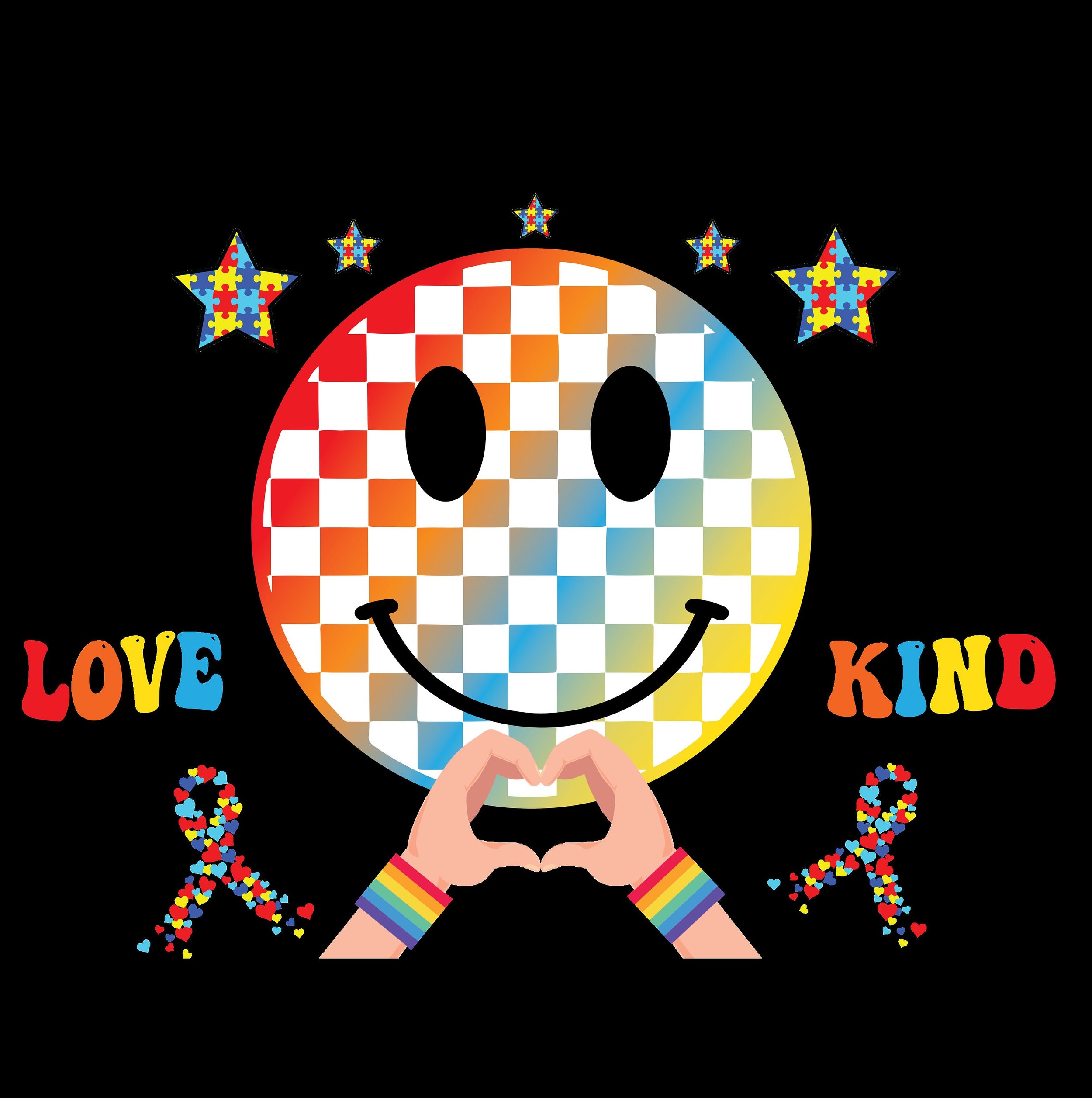 READY TO PRESS / Sublimation Print / Autism Awareness/Love and Kindness/Be A Kind Sole/#Autism Awareness/Happy Face