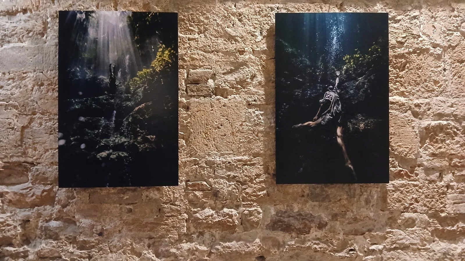 photo of two of the three images displayed by Carpe Diem Holistic during the collective exhibition Terra. Atto I at the Rocca Paolina of Perugia, Italy