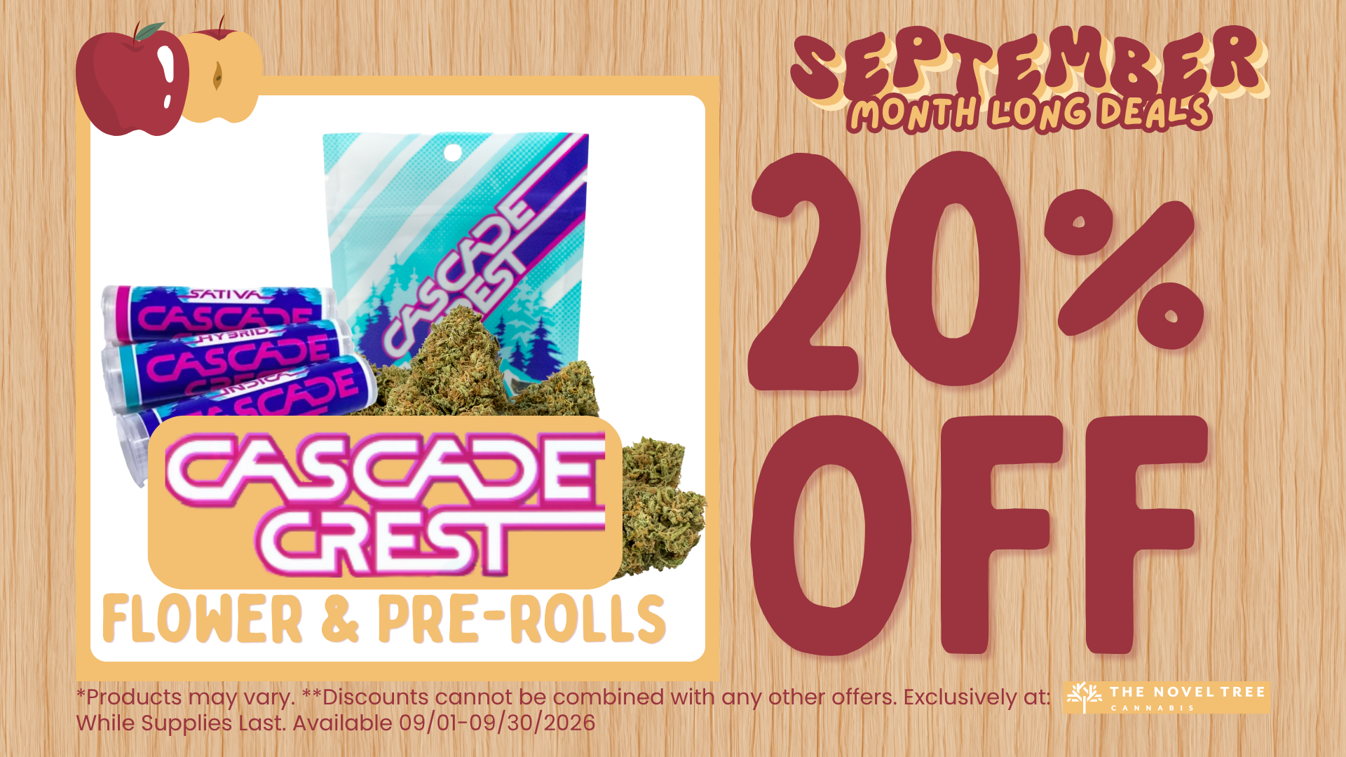 September Monthlong Deal - 20% Off Cascade Crest