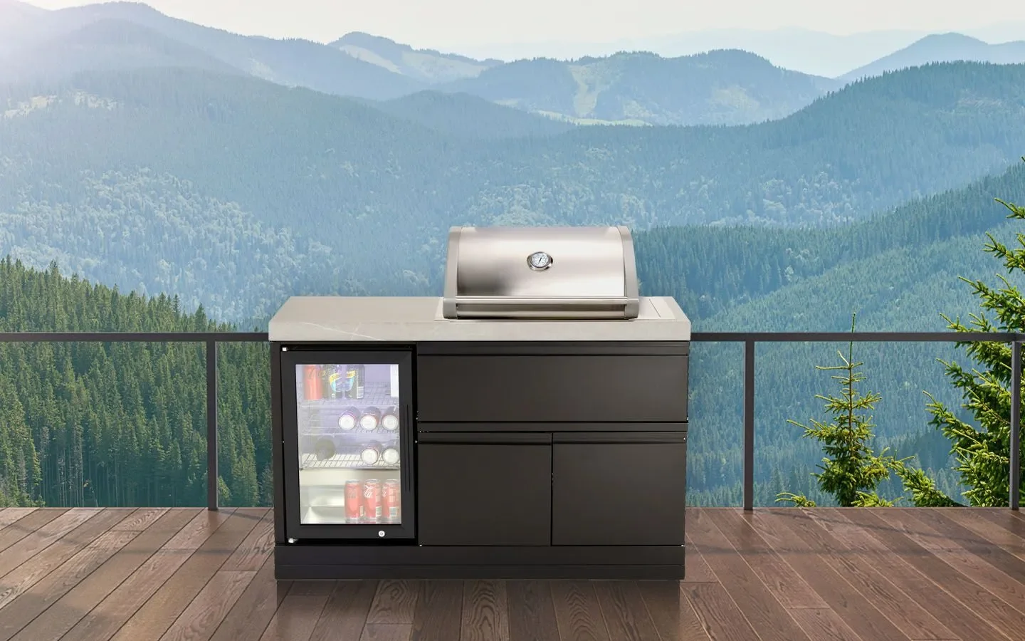 Mini-Kitchen-Gas-BBQ-in-situ-black-fridge.webp
