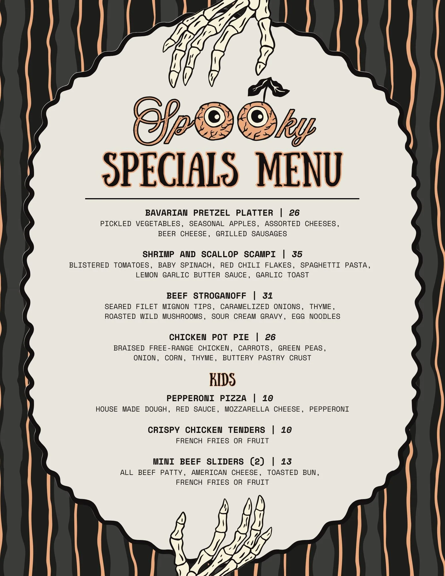 Spooky Specials Menu
Halloween Dining Specials | Dates & Times Vary
Sanders Social House at Shadowridge Golf Club
1980 Gateway Drive, Vista, CA