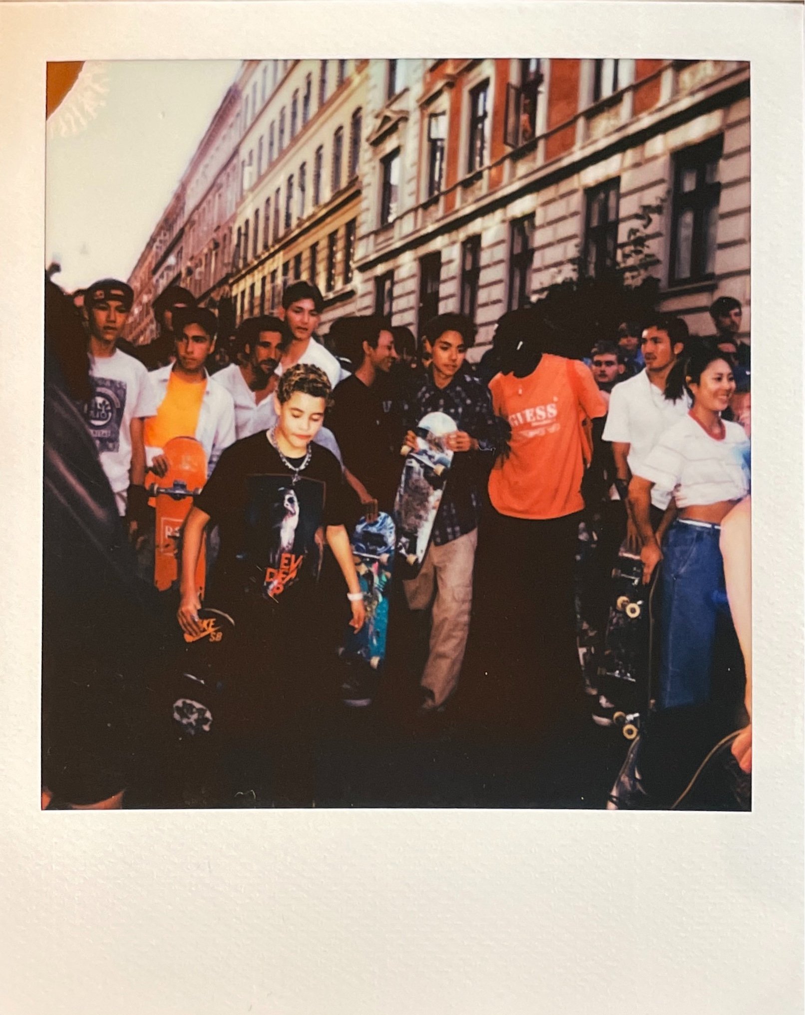 Crowd watches Nike SB movie premier. 