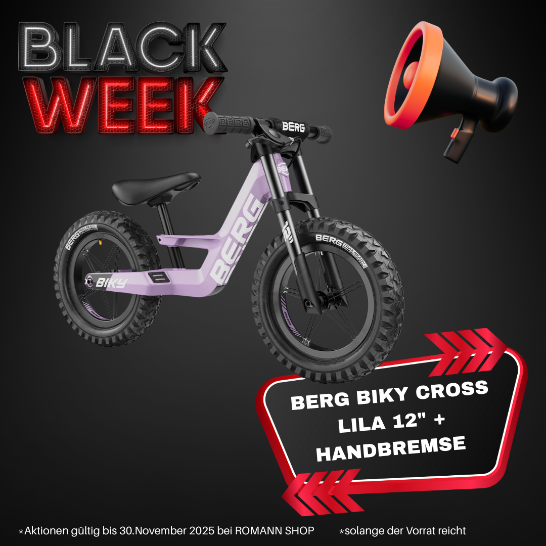BERG Laufrad Biky Cross 12" Lila MIT Handbremse - BLACK WEEK DEAL