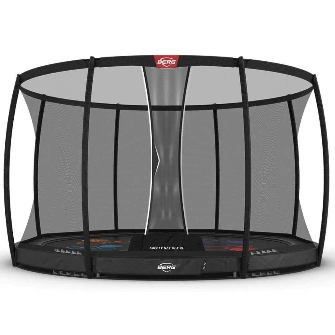 Boden Trampolin BERG Elite InGround 430 Grau Levels + Sicherheitsnetz DLX XL