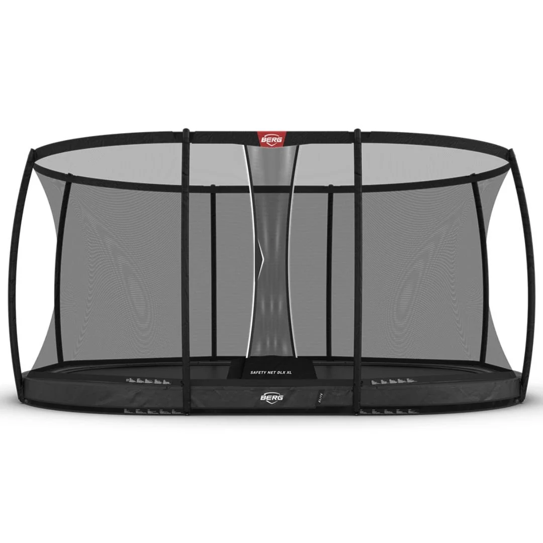 Boden Trampolin BERG Grand Champion InGround 470 Grau + Sicherheitsnetz Deluxe