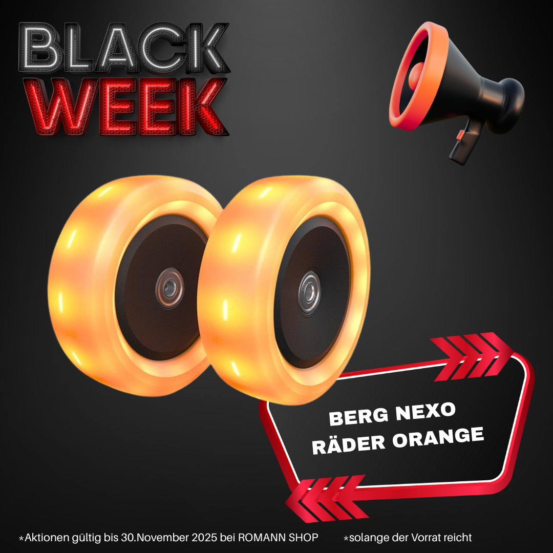 BERG Nexo Räder Orange 120x40mm mit Licht (Zubehör für BERG Nexo Kinderroller) - BLACK WEEK DEAL