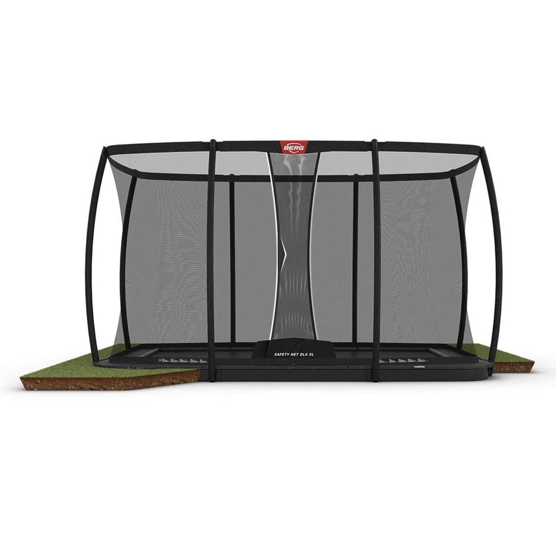 Boden Trampolin BERG Ultim Champion FlatGround 410 Grau + Sicherheitsnetz DLX XL