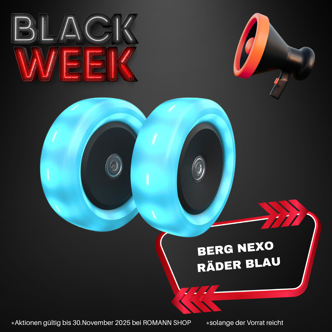 BERG Nexo Räder Blau 120x40mm mit Licht (Zubehör für BERG Nexo Kinderroller) - BLACK WEEK DEAL
