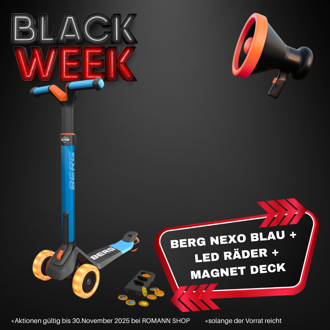 BERG Kinderroller Nexo Faltbar LED-Räder und Magnet-Deck BLAU - BLACK WEEK DEAL