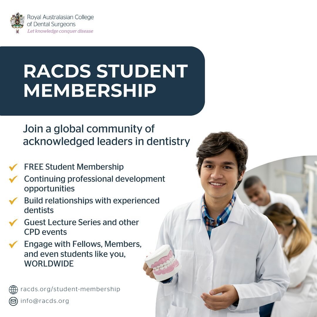 Embark on a lifelong learning journey with @RACDSeducation 🚀 Did you know that the Royal Australasian College of Dental Surgeons offers FREE Student Membership to all current university students undertaking an approved dental course leading to regis
