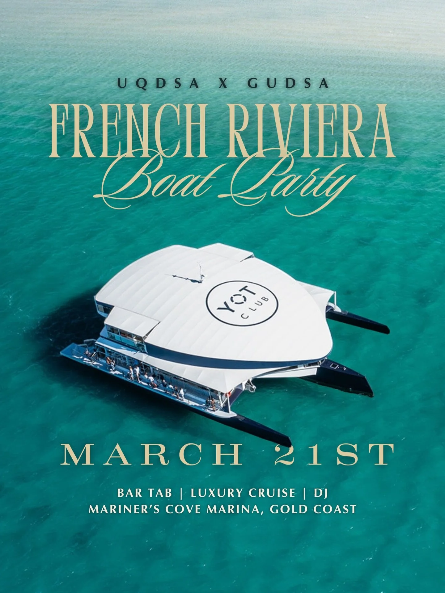 INTRODUCING&hellip;&hellip; UQDSA x GUDSA BOAT PARTY 🚢🎉

Get READY for MARCH 21st - FUN 🤩 NEW FRIENDS 👯&zwj;♀️ and NEW MEMORIES ✨ 

Details:
📍Location: YOT Deck, Mariner&rsquo;s Cove Marina Gold Coast
📆 Date: 21st March 
🕥 Time: 6&ndash;10pm (