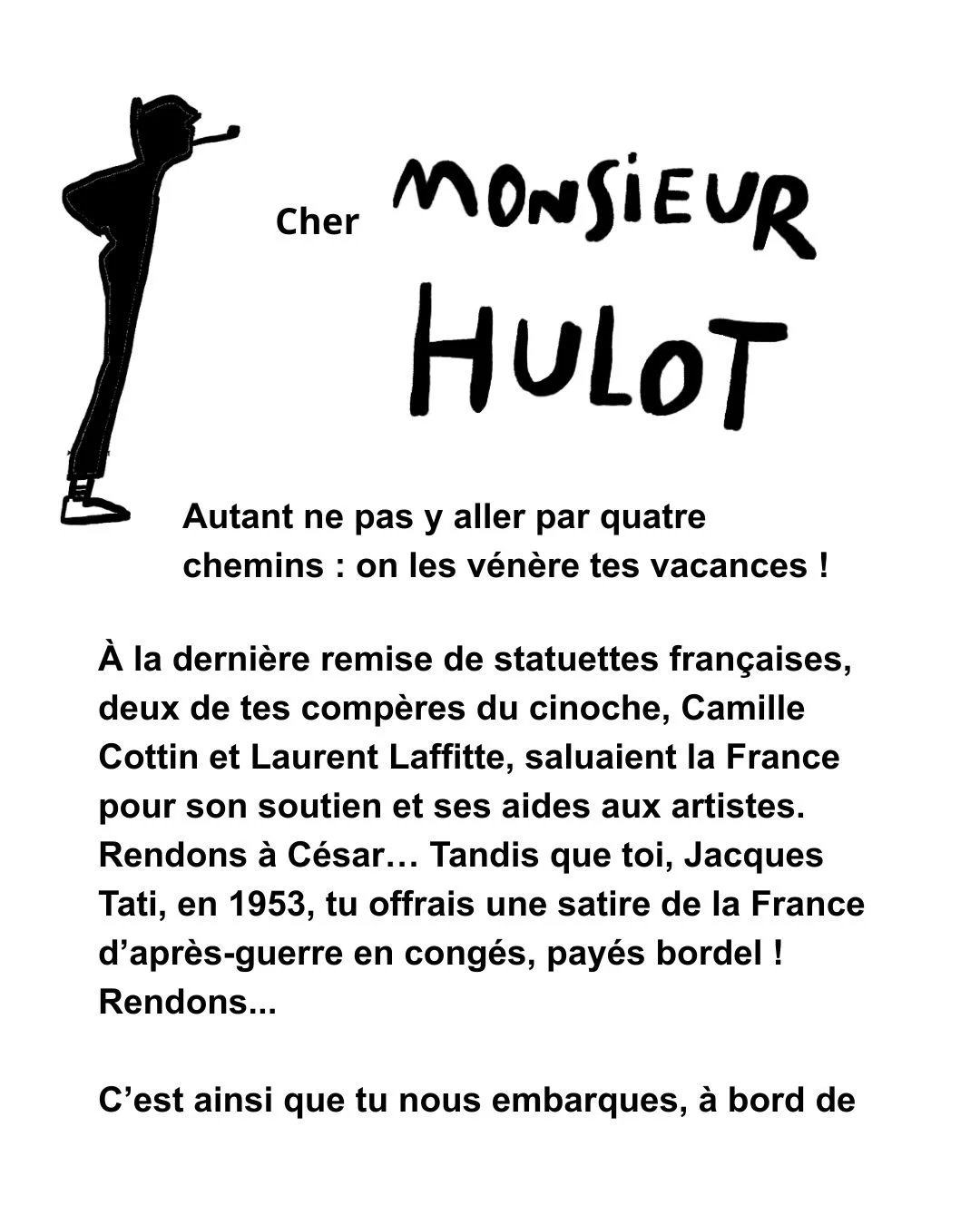 Cher Monsieur Hulot