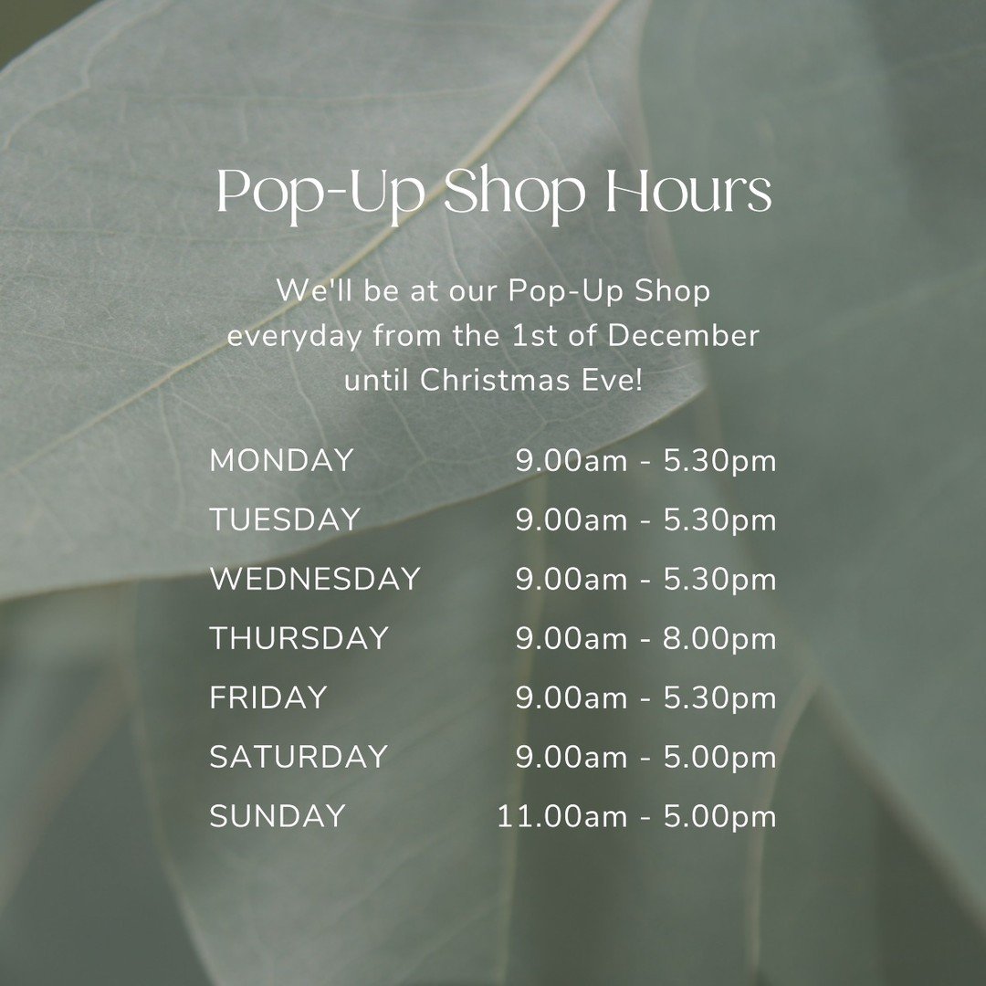 We&rsquo;re thrilled to be returning to Northgate Shopping Centre for our annual Christmas Pop-Up Shop tomorrow through to Christmas Day!

We can't wait to welcome you and showcase our exciting new collection of beautiful products and perfect gifts f