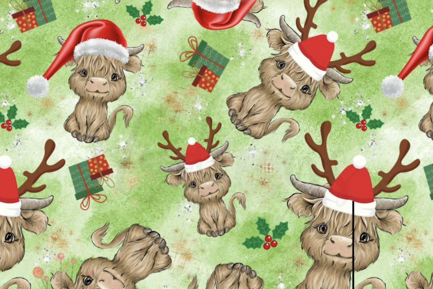 Highland Cow Christmas Scrub Cap - Pre Order