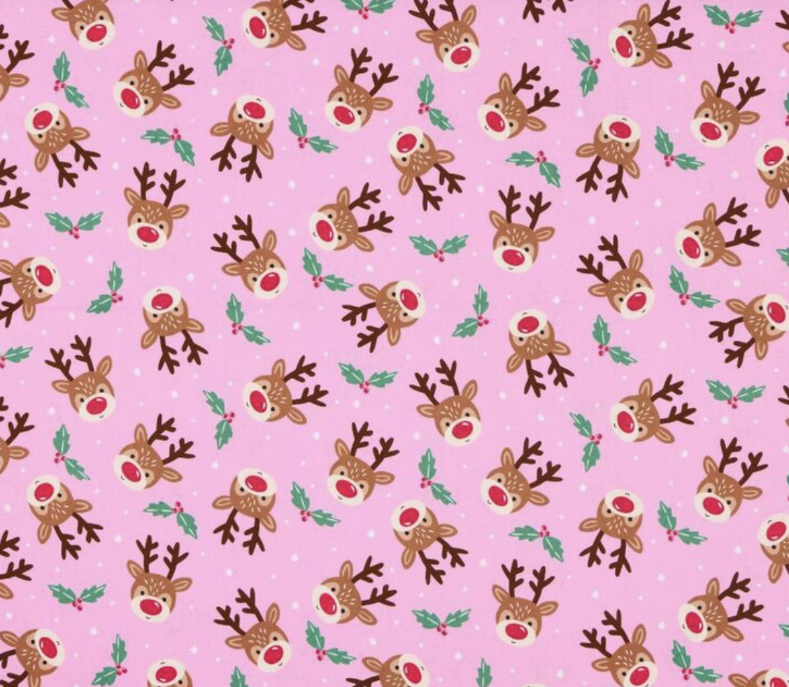Jolly Reindeer Pink Scrub Top