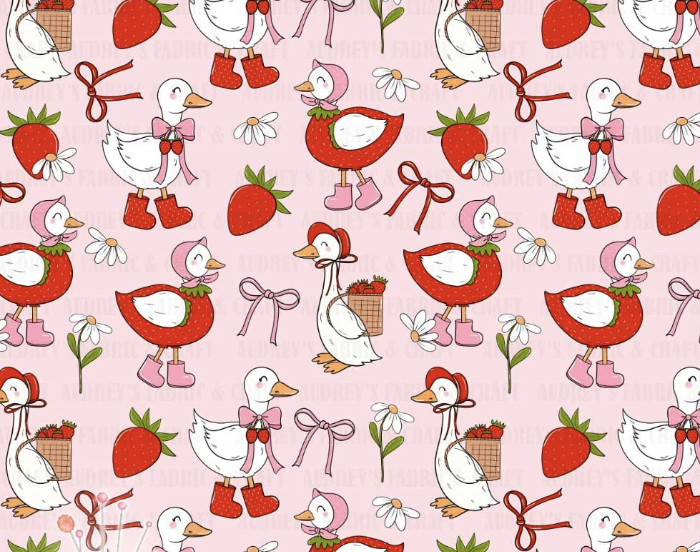 Strawberry Geese Scrub Top - Pre Order