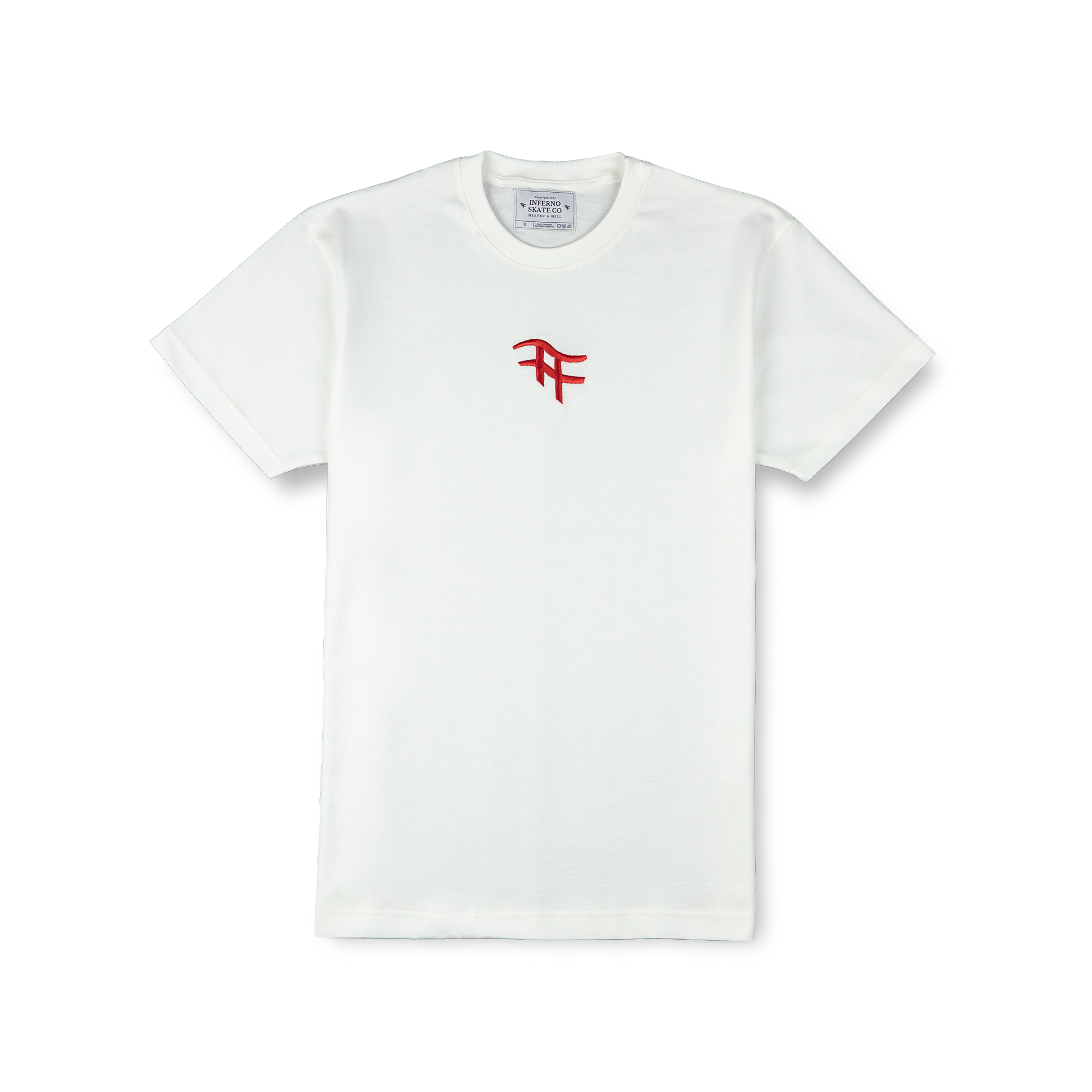 INFERNO Embroidered Logo Tee – White