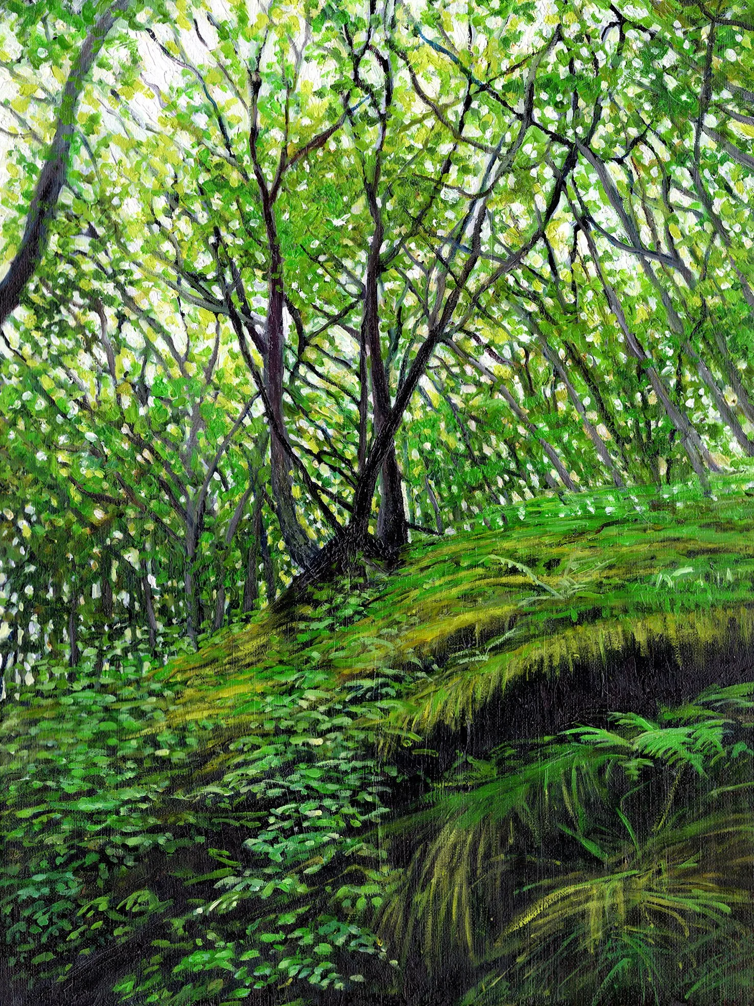 Mossy Bank, 2025, oil on cavas