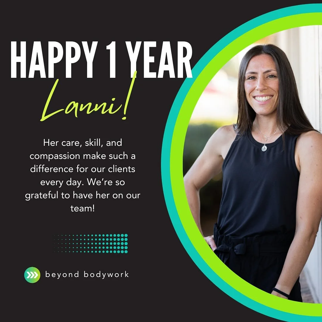 🎉 Today we&rsquo;re celebrating 1 year with Lanni! 🎉
Her skill, compassion, and dedication have made such a meaningful impact on our clients and our team. We are so grateful for everything she brings to Beyond Bodywork every single day.

Drop a &ld