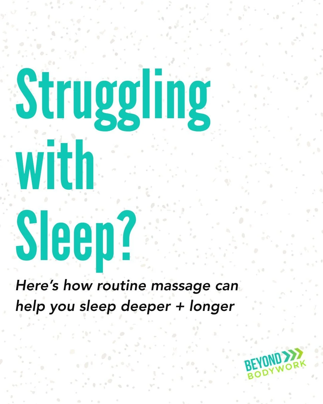 Sleep isn&rsquo;t just about going to bed earlier, it&rsquo;s about calming your nervous system enough to actually rest.

Routine massage helps lower cortisol (stress hormone), support serotonin + melatonin production, reduce pain, and shift your bod