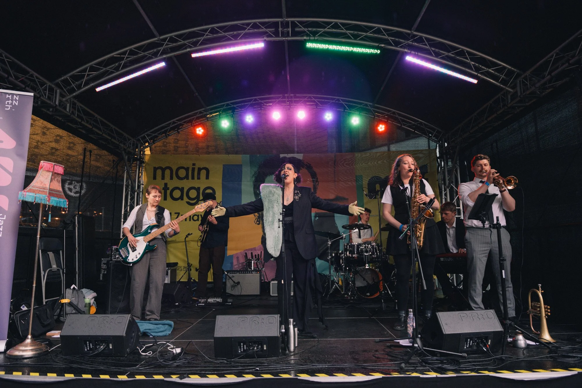 musicians on a stage at a jazz festival
