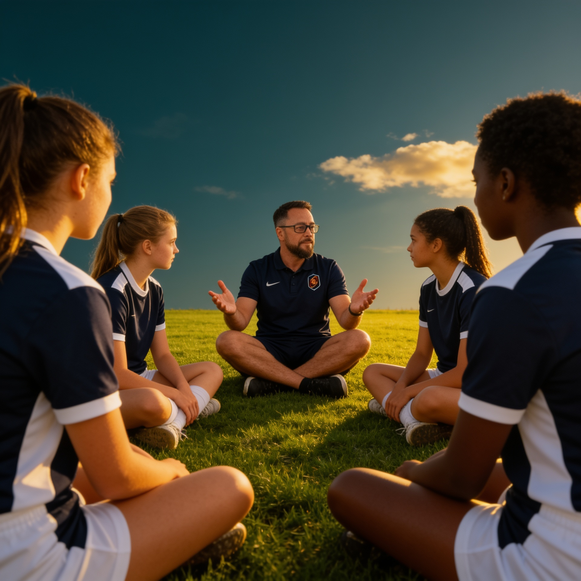 Michaël Maurel préparateur mental en séance collective avec jeunes sportifs terrain PACA