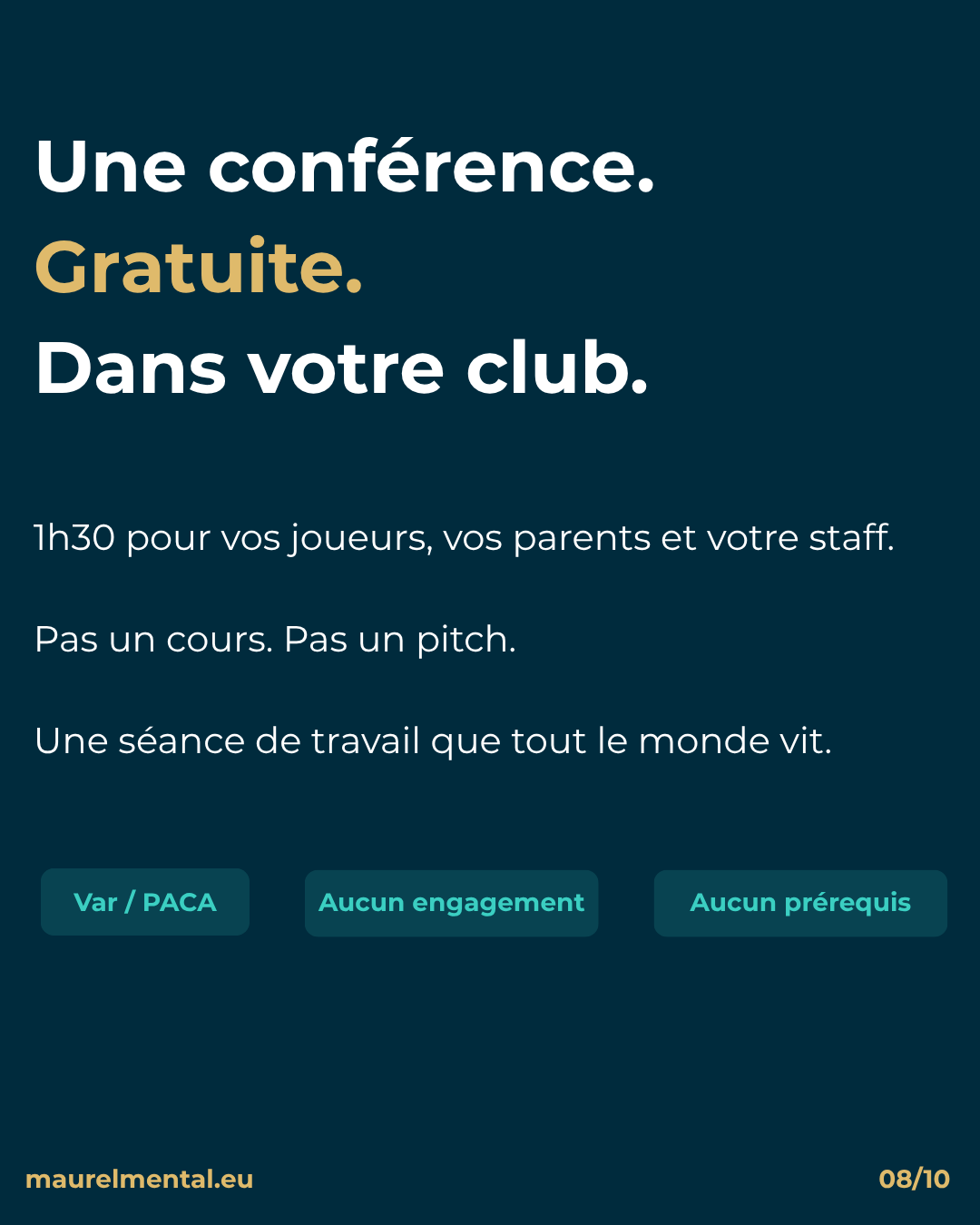 Offre conférence gratuite préparation mentale clubs rugby : 1h30, Var et région PACA, pour joueurs parents et staff, aucun engagement, aucun prérequis. Michaël Maurel préparateur mental.