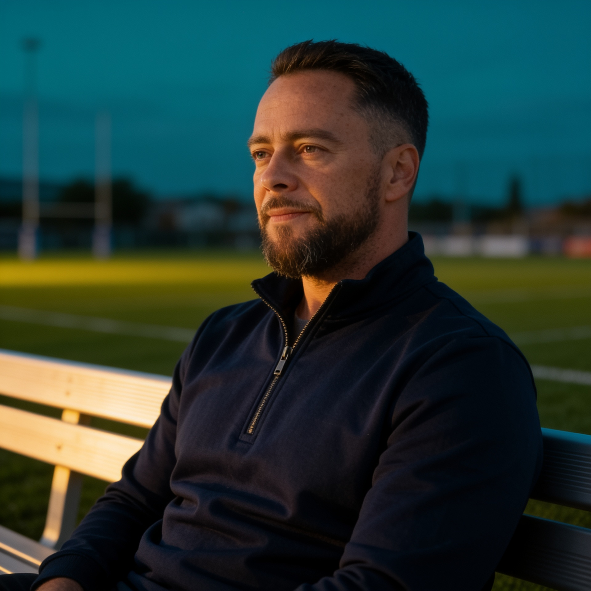 Michaël Maurel préparateur mental jeunes sportifs Var assis terrain de sport