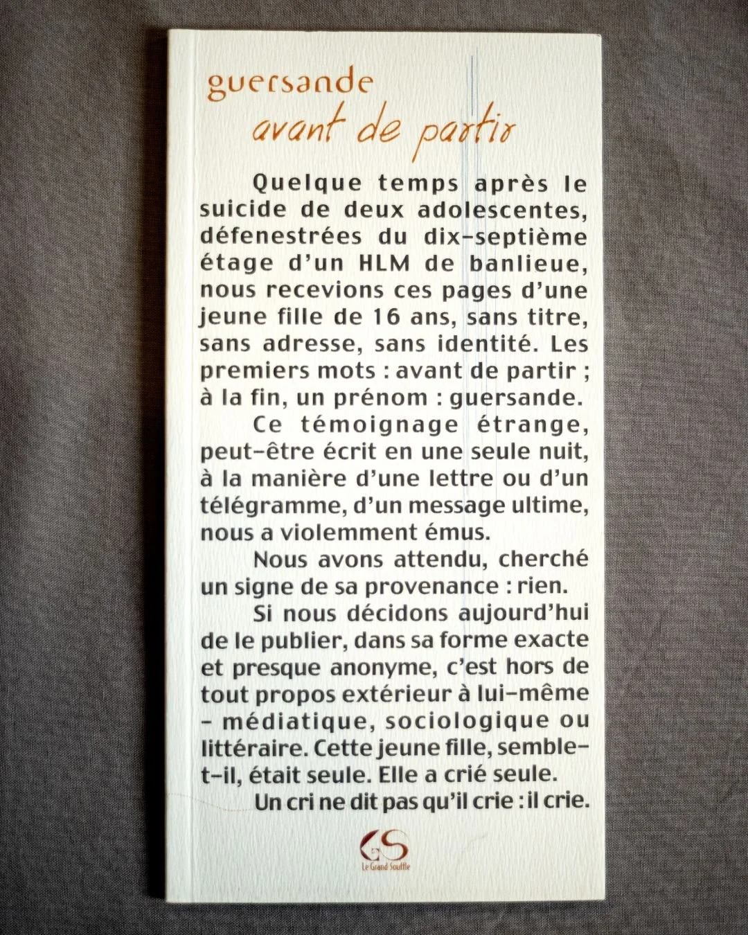 AVANT DE PARTIR -  guersande