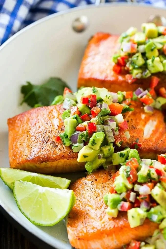 Grilled Salmon with Avocado Salsa