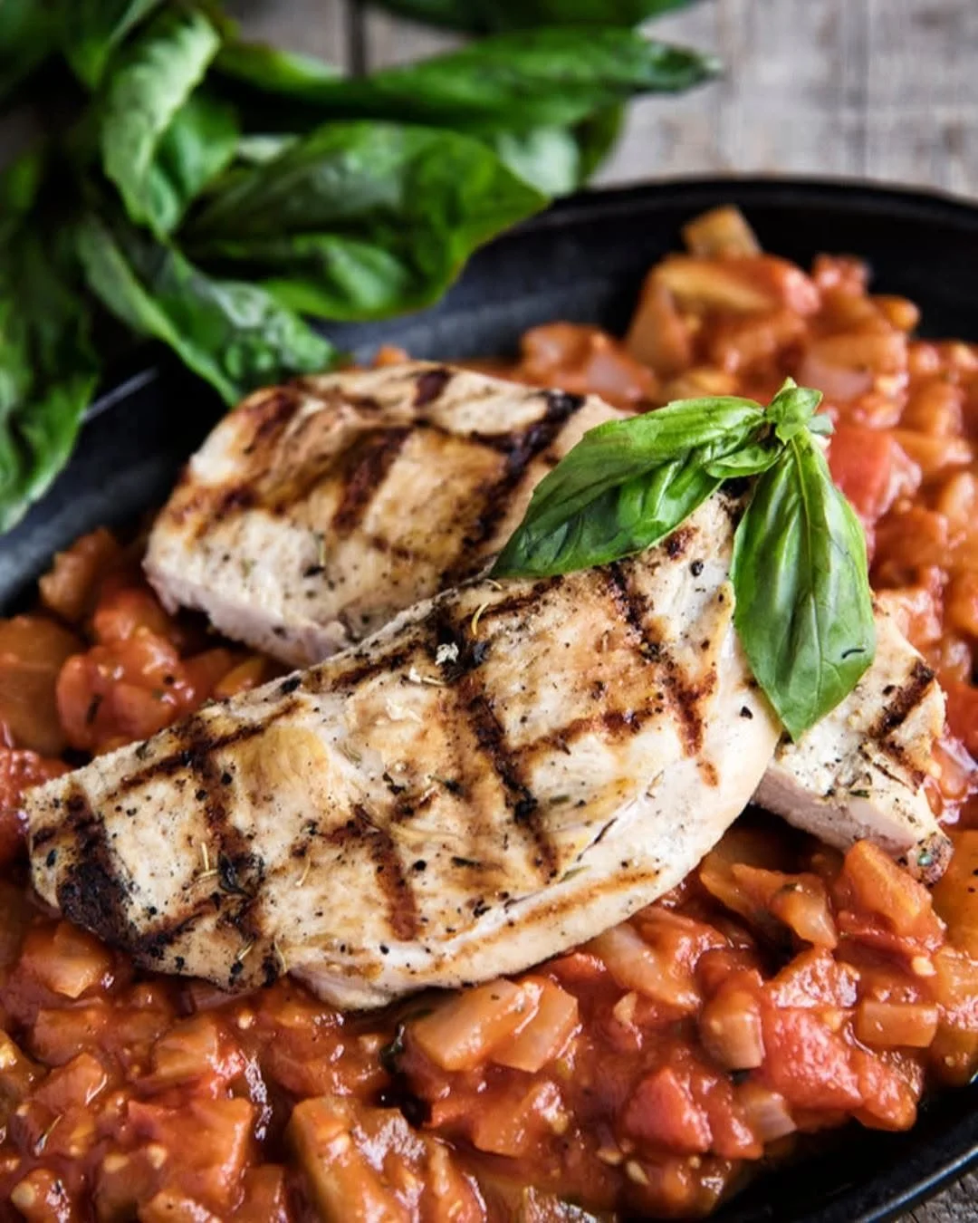 Chicken with Tomato-Eggplant Sauce