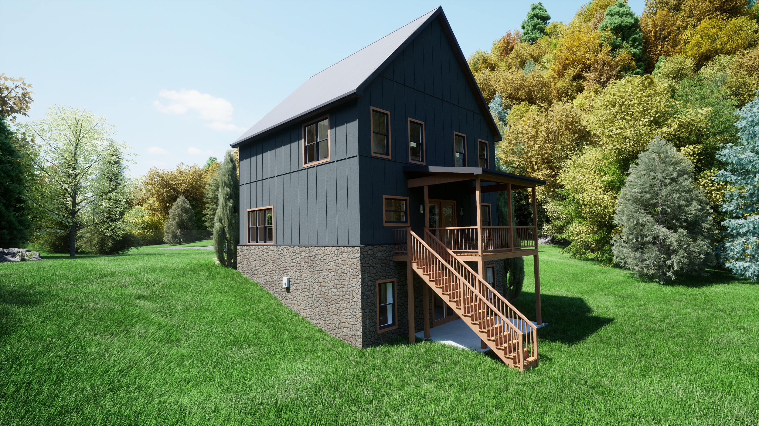 Back of a craftsman style home rendering