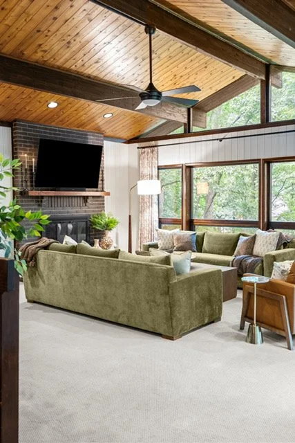 Mid-Century Living Room interior decorated by FUNCY DECOR.
