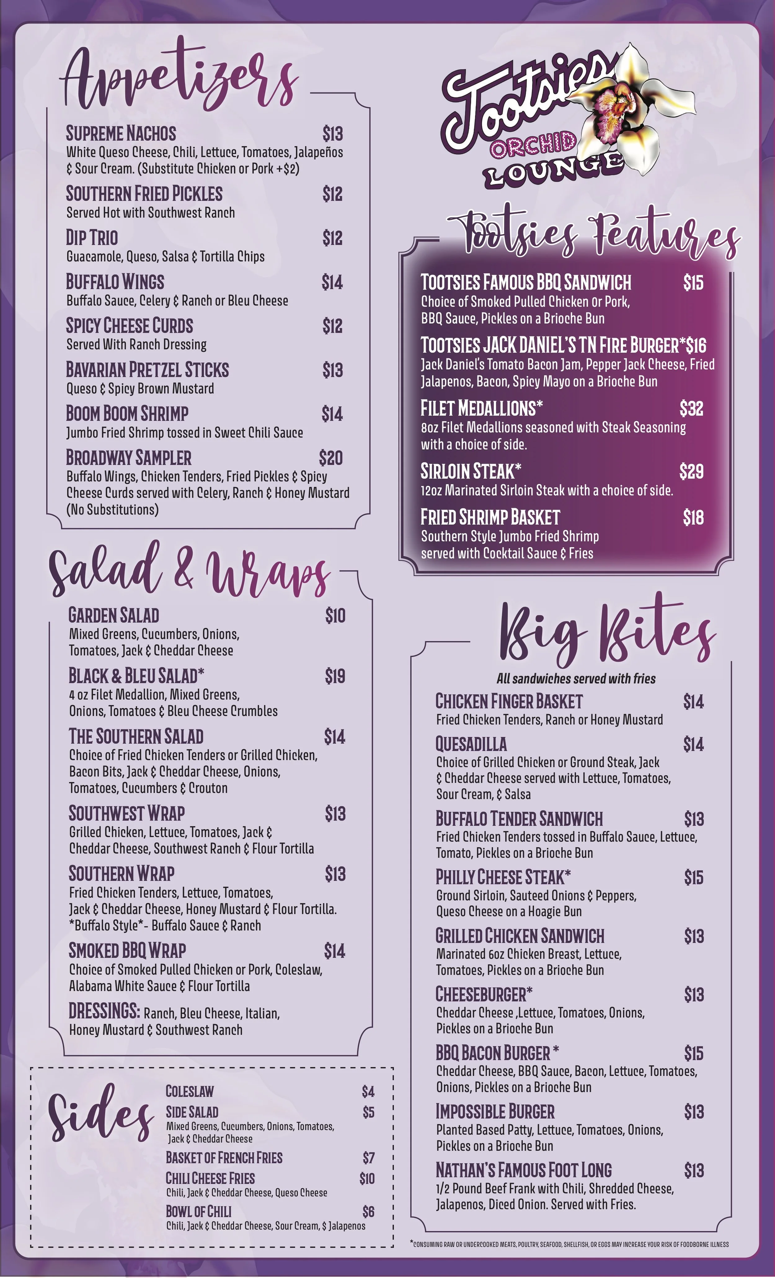 Menu — Tootsie's