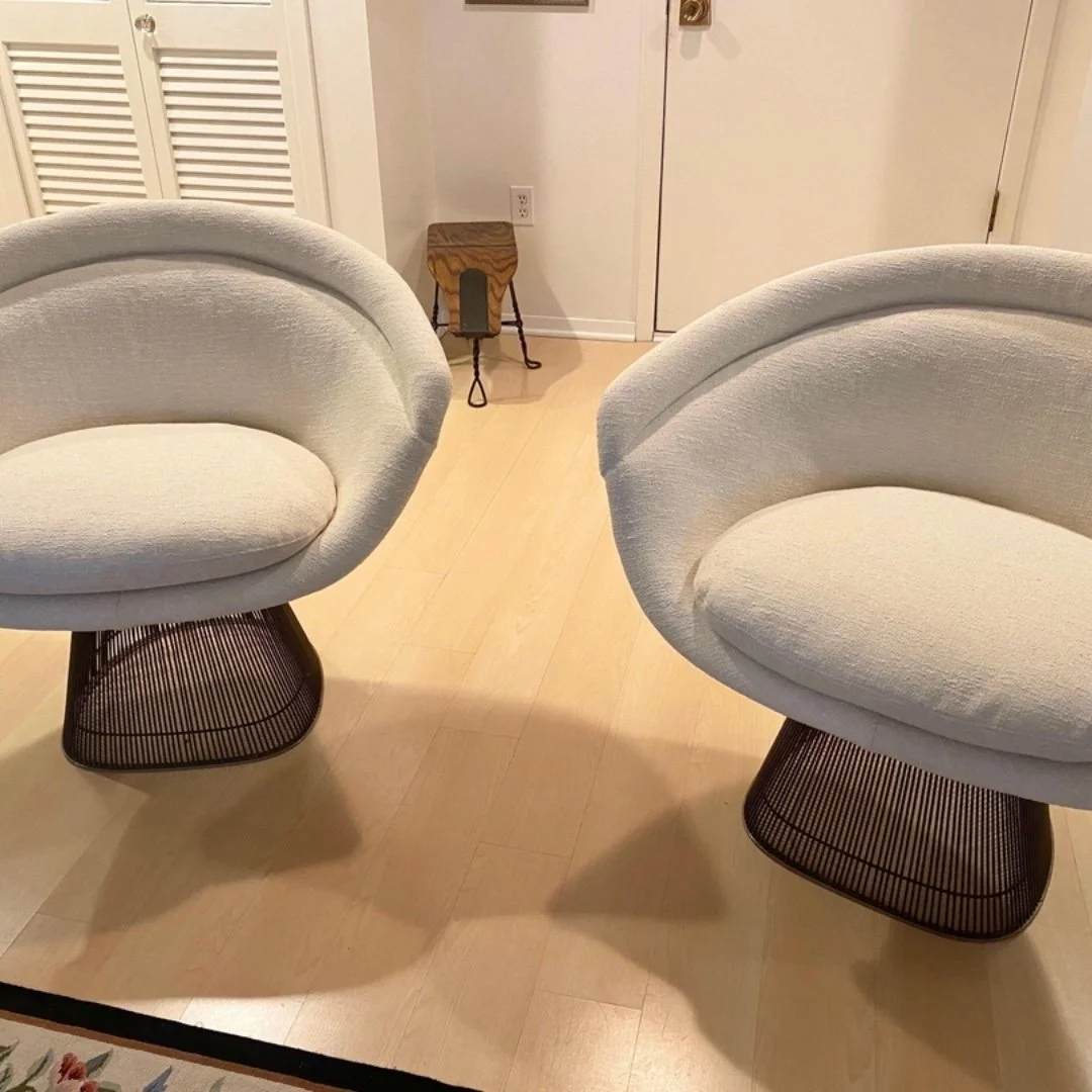 These beauties found a second life this week! Loving the classic lines of these midcentury Knoll chairs. Definitely worth the investment! 

If you have a well-loved piece of furniture that you're ready to breathe new life into, give us a call! We spe
