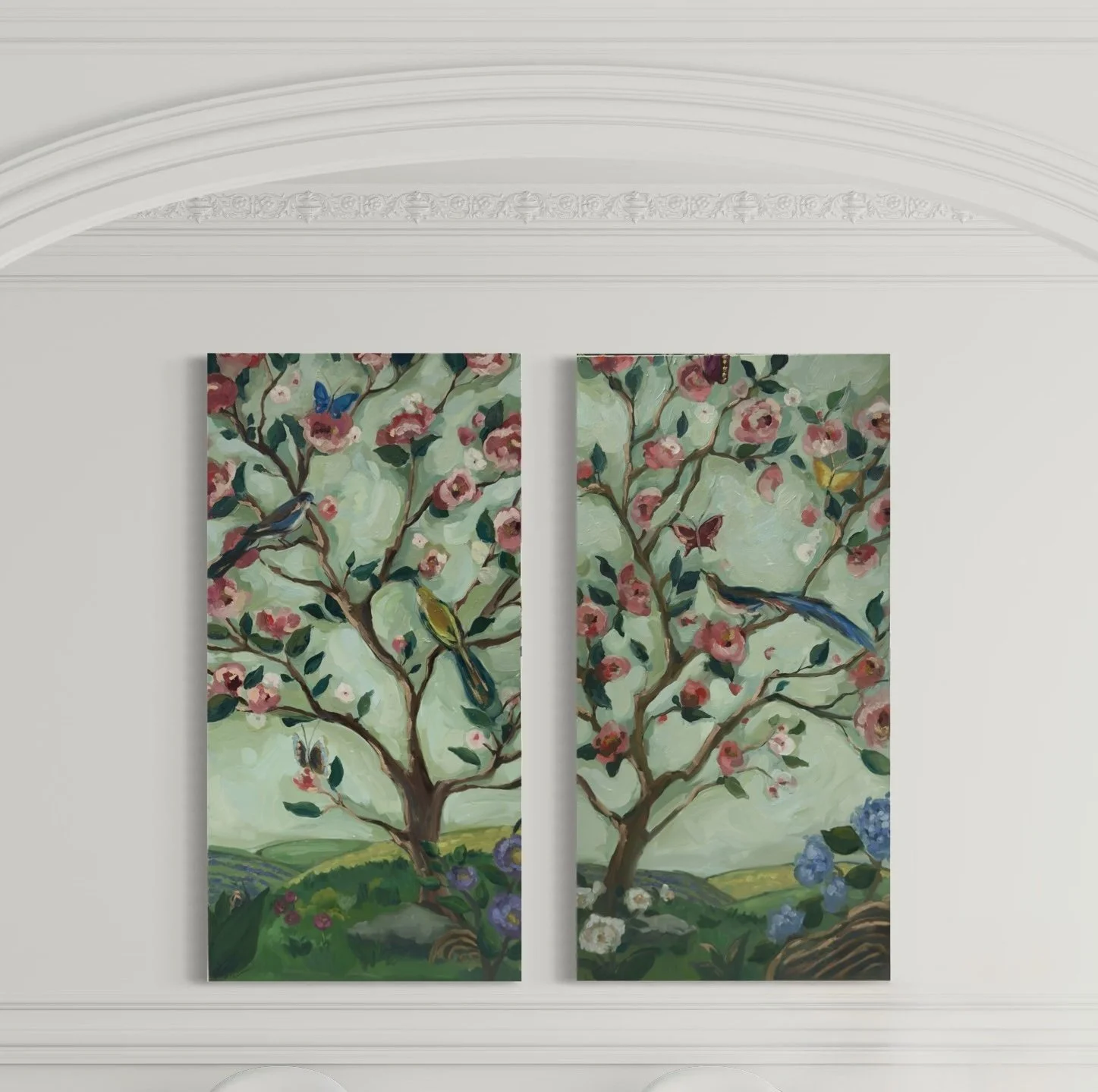 "Lavender Fields Chinoiserie 1 & 2" sold separately or together  **Available for purchase through Michael Mitchell Gallery