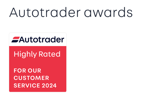 Autotrader awards announcement with Autotrader logo, indicating a highly rated service for 2024.
